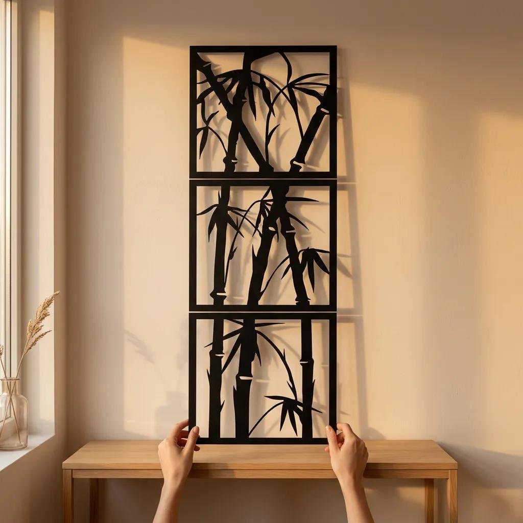 DEKORATİF METAL BAMBU DESENLİ TABLO