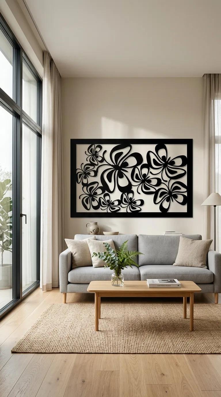DEKORATİF LAZER KESİM METAL KELEBEK DESENLİ TABLO